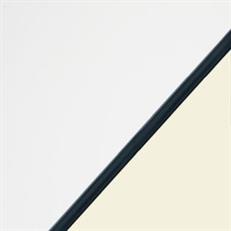 Buitenzijde roomwit/gebroken wit zand structuur met zwarte afdichting binnenzijde creme 9001
RAL 9010 - 9001